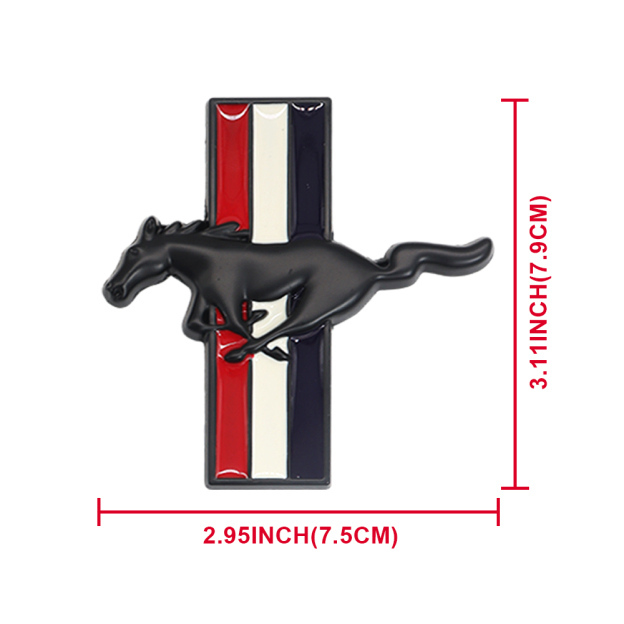 Ford Mustang GT Side Fender Running Horse Emblems Badges Nameplate 3D Stickers Decals Black Blue White 2PCS SET  