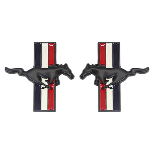 Ford Mustang GT Side Fender Running Horse Emblems Badges Nameplate 3D Stickers Decals Black Blue White 2PCS SET  