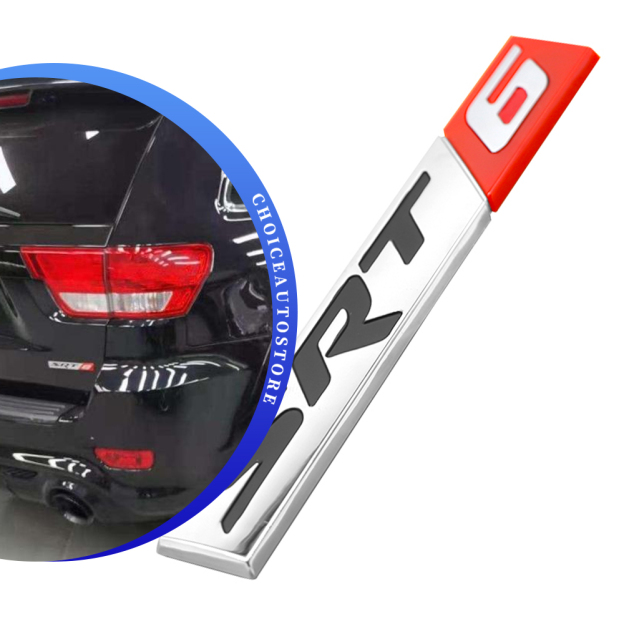 2006-2014 Charger Challenger 300 Grand Cherokee ABS SRT 6 Tailgate Letter Chrome Red Dodge Chrysler Jeep Rear Trunk Decal Nameplate