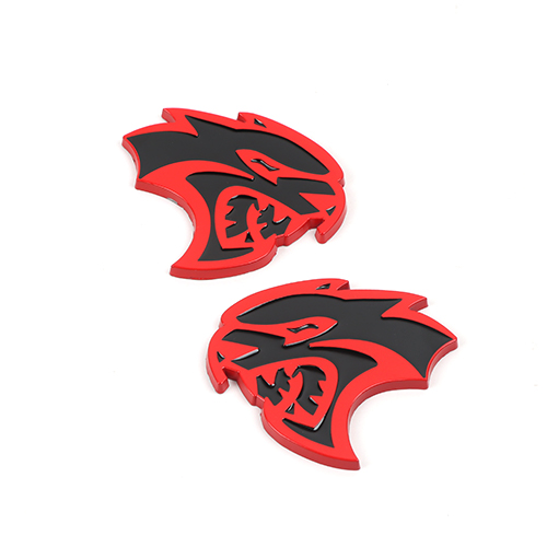 2Pcs 2015-2019 Charger Challenger ABS Hellcat Badge Red Black Dodge Devilcat Decal Nameplate