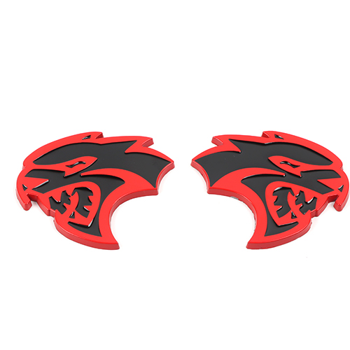 2Pcs 2015-2019 Charger Challenger ABS Hellcat Badge Red Black Dodge Devilcat Decal Nameplate