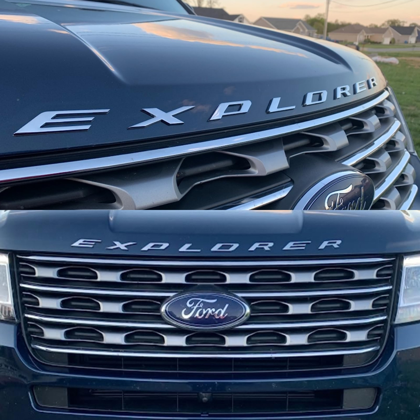 2011-2024 Explorer ABS Front Hood Letter Gloss Chrome Ford 3D Raised Stickers Decals