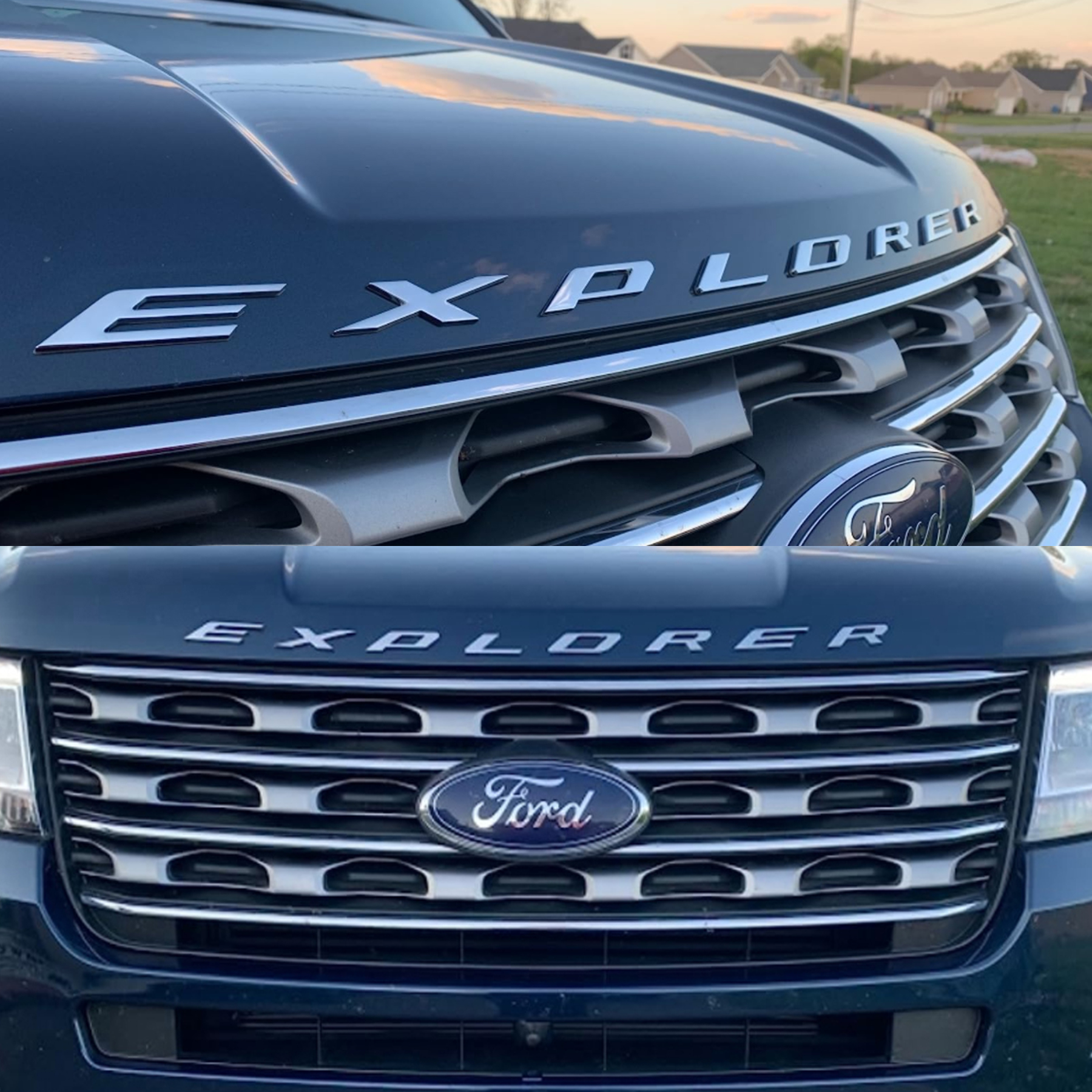 2011-2024 Explorer ABS Front Hood Letter Gloss Chrome Ford 3D Raised Stickers Decals