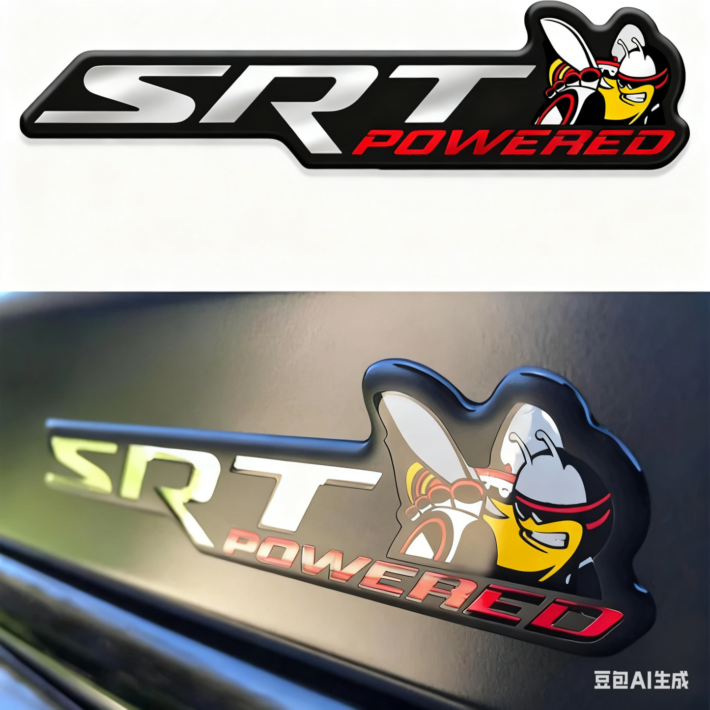 Universal SRT Powered Charger Challenger SCAT PACK Super Bee Trunk Rear Metal Badge