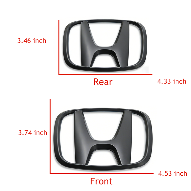 2Pcs 2015-2021 Civic Plastic Front Grille Rear Emblem Matte Black Honda 75722-TBA-A00