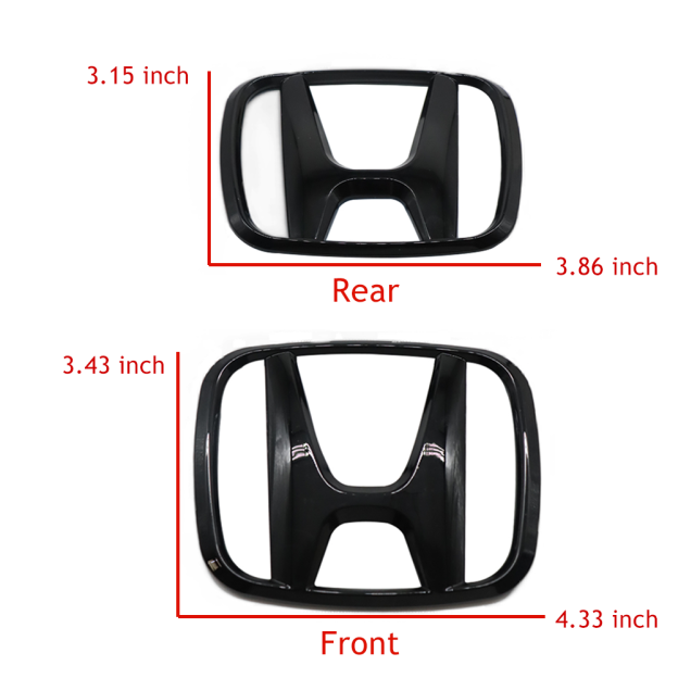 2Pcs 2021-2024 Civic ABS Front Grille Rear Emblem Gloss Black Honda 75722-TBA-A00