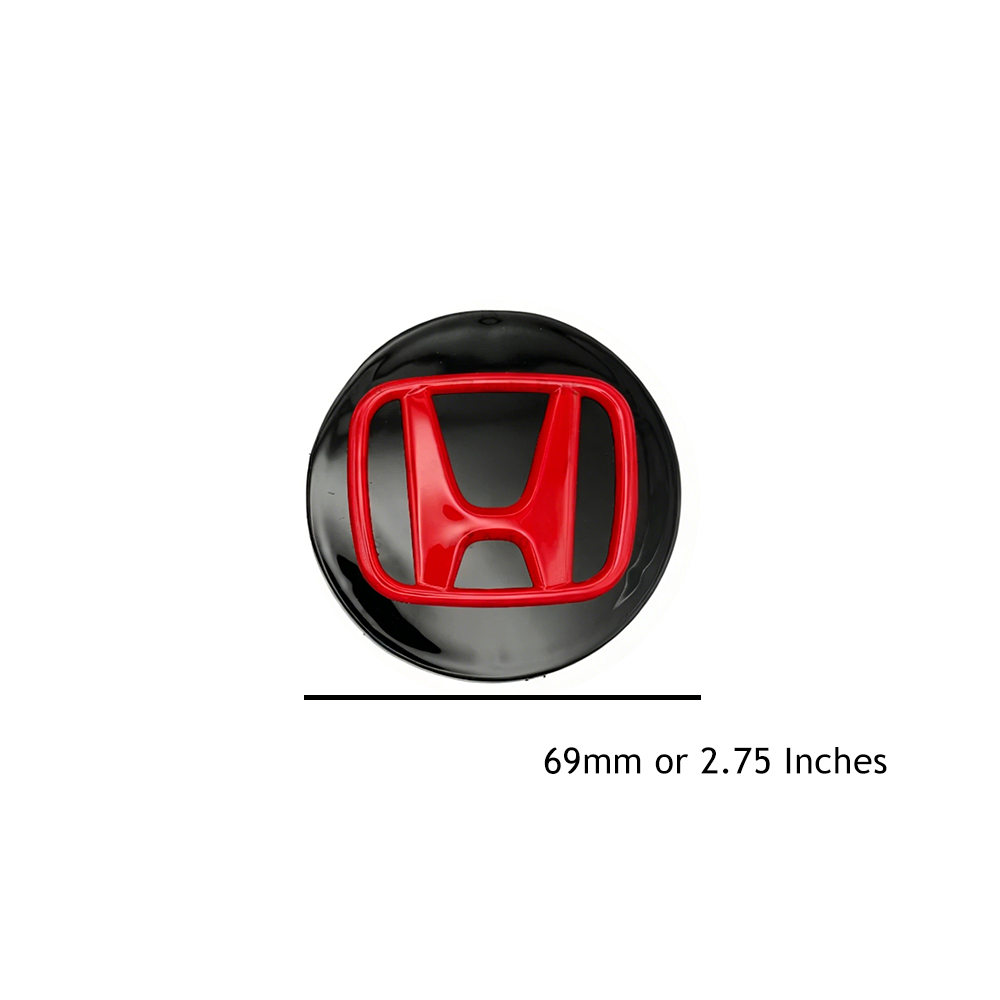 4Pcs 1999-2015 Civic ABS Wheel Hub Rim Center Caps Black Red Honda 44732-S0X-A000