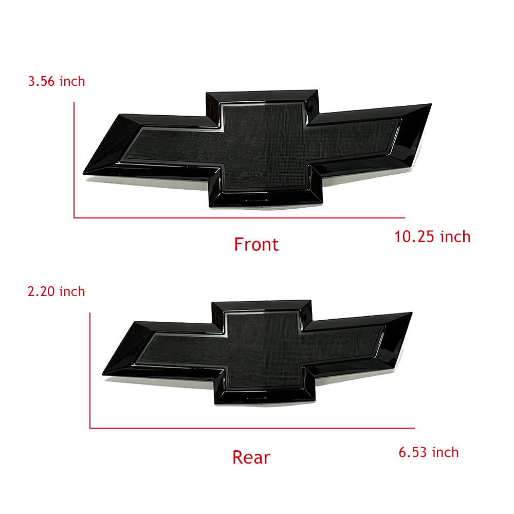 2Pc 2014-2020 Impala ABS Front Grille Rear Liftgate Bowtie Emblem Gloss Black Chevy 23295091