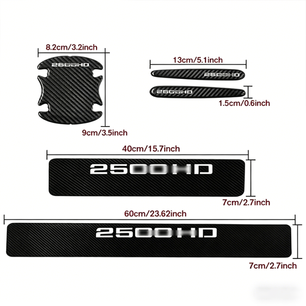 12Pcs Silverado Sierra 2500HD Carbon Fiber Car Door Sill Protector Sticker Black Chevrolet