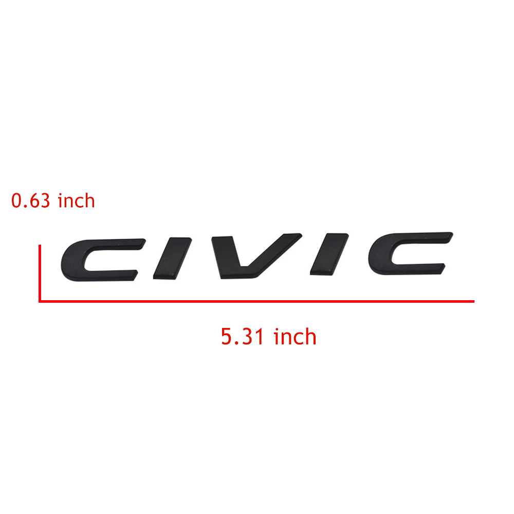 1Pcs 2015-2021 Civic ABS Plastics Rear Adhesive Letter Gloss Black Honda 75722-TBA-A00