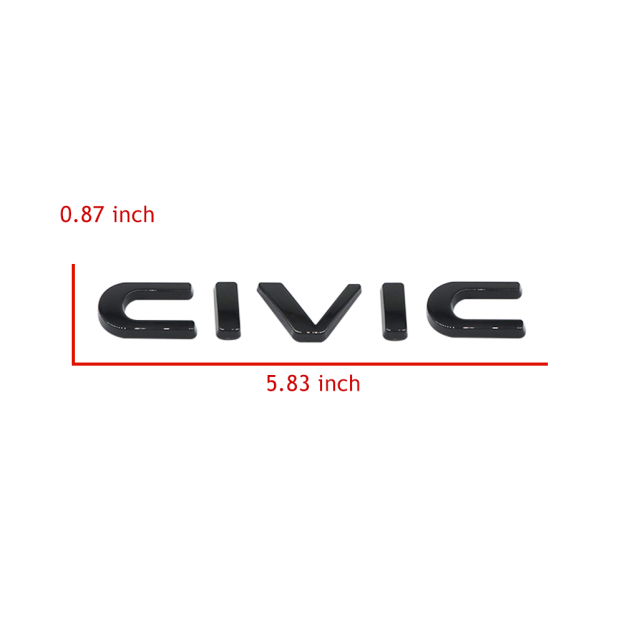 1Pcs 2021-2024 Civic ABS Plastics Rear Trunk Lid 3D Letter Gloss Black Honda 75722-TBA-A00