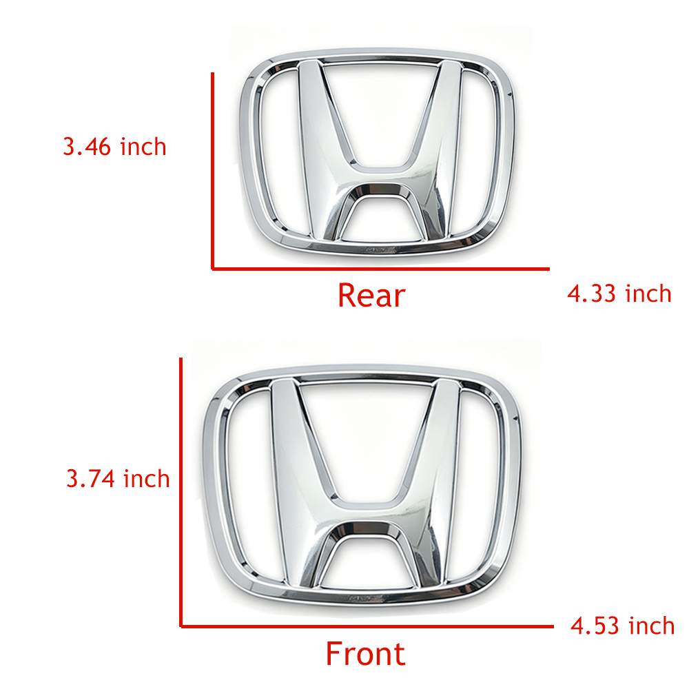 1Set 2015-2021 Civic ABS Front Grille Trunk H+ Emblem Gloss Silver Honda 75722-TBA-A00