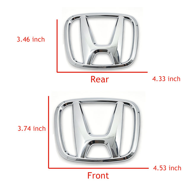 1Set 2015-2021 Civic ABS Front Grille Trunk H+ Emblem Gloss Silver Honda 75722-TBA-A00