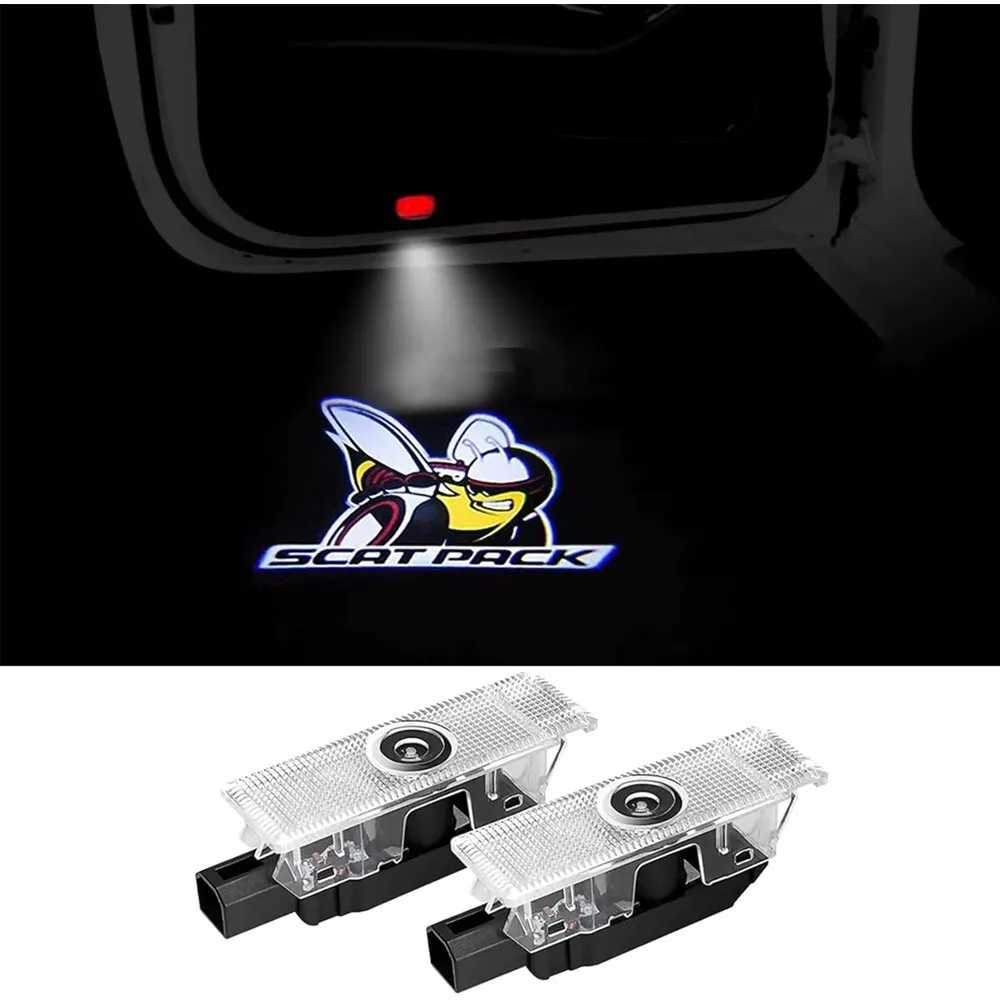 2pcs For 2008-2023 Challenger Scat Pack Bee HD Car LED Door Courtesy Puddle projector Lights Dodge 