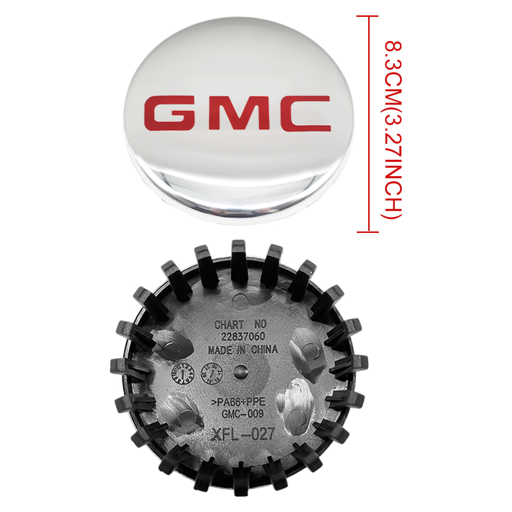 Chrome & Red 83mm Center Cap for GMC Sierra, Yukon & Chevrolet Silverado, Tahoe | OE# 22837060