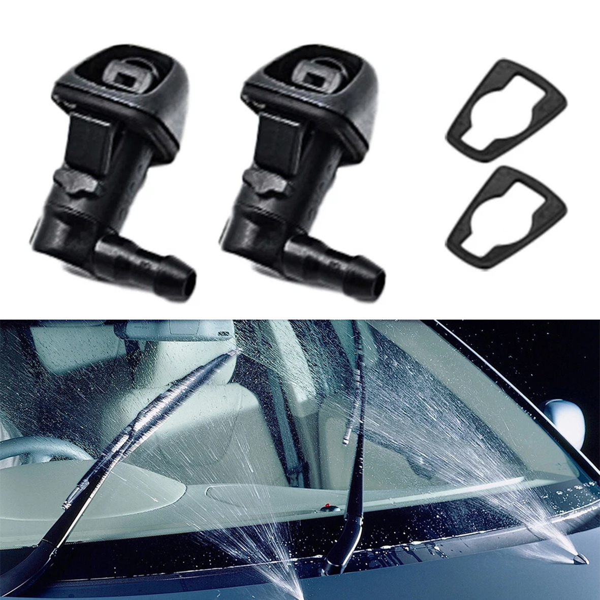2Pcs Windshield Washer Nozzle Jet 76810-TK8-A01 For 2011-2017 Honda Odyssey Black