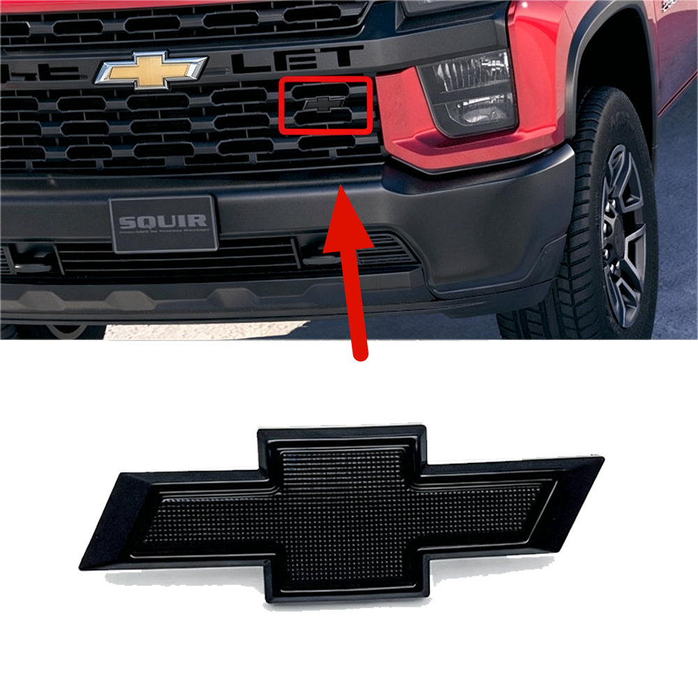 1Pc 2019-2024 Silverado Plastic Front Bowtie Grille Emblem Gloss Black Chevy 84293092