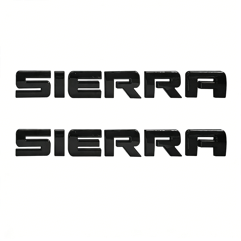 2Pcs 2007-2020 Sierra ABS Plastics Door Side Letter Glossy Black GMC