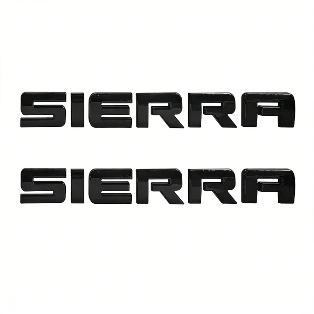 2Pcs 2007-2020 Sierra ABS Plastics Door Side Letter Glossy Black GMC
