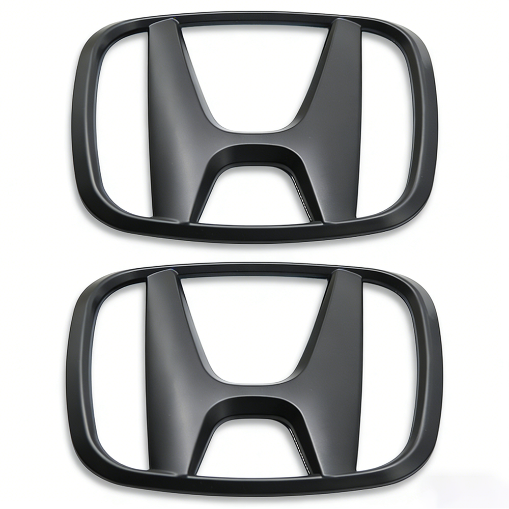 2Pcs 2015-2021 Civic Plastic Front Grille Rear Emblem Matte Black Honda 75722-TBA-A00