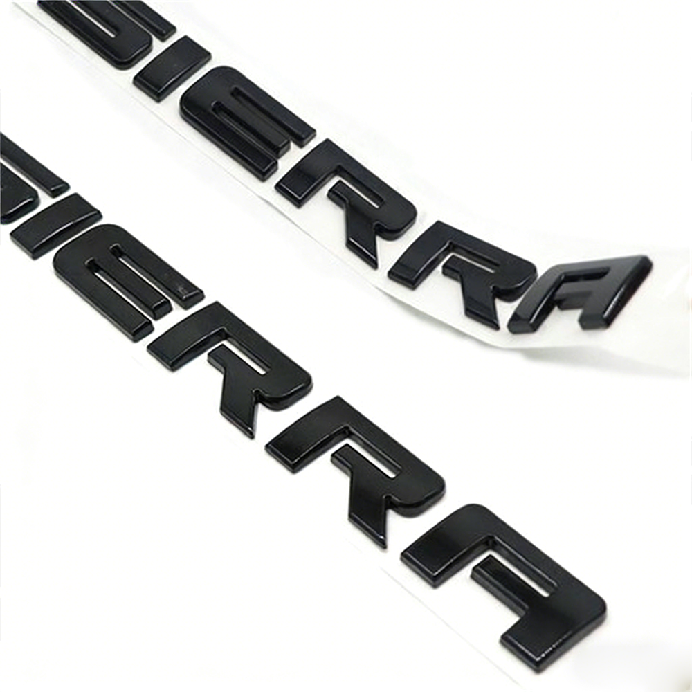 2Pcs 2007-2020 Sierra ABS Plastics Door Side Letter Glossy Black GMC