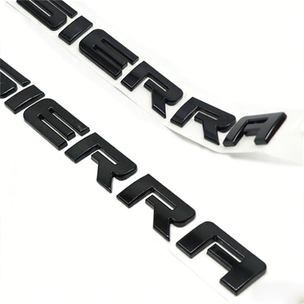 2Pcs 2007-2020 Sierra ABS Plastics Door Side Letter Glossy Black GMC