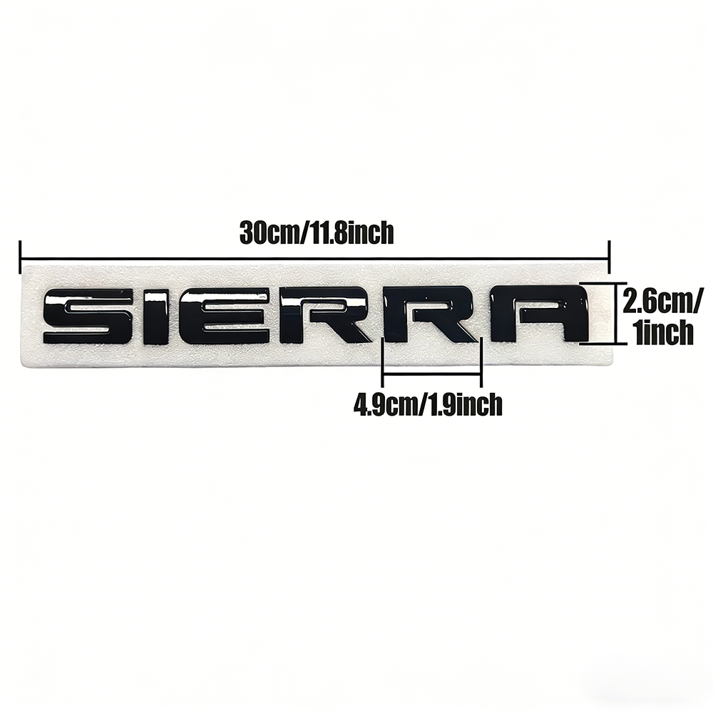 2Pcs 2007-2020 Sierra ABS Plastics Door Side Letter Glossy Black GMC