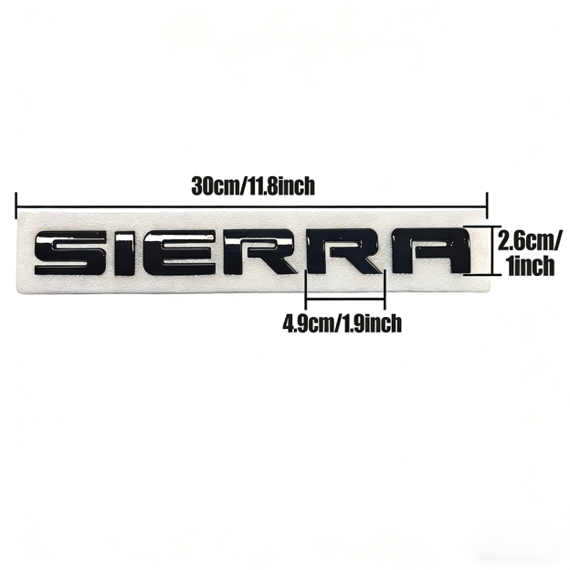 2Pcs 2007-2020 Sierra ABS Plastics Door Side Letter Glossy Black GMC