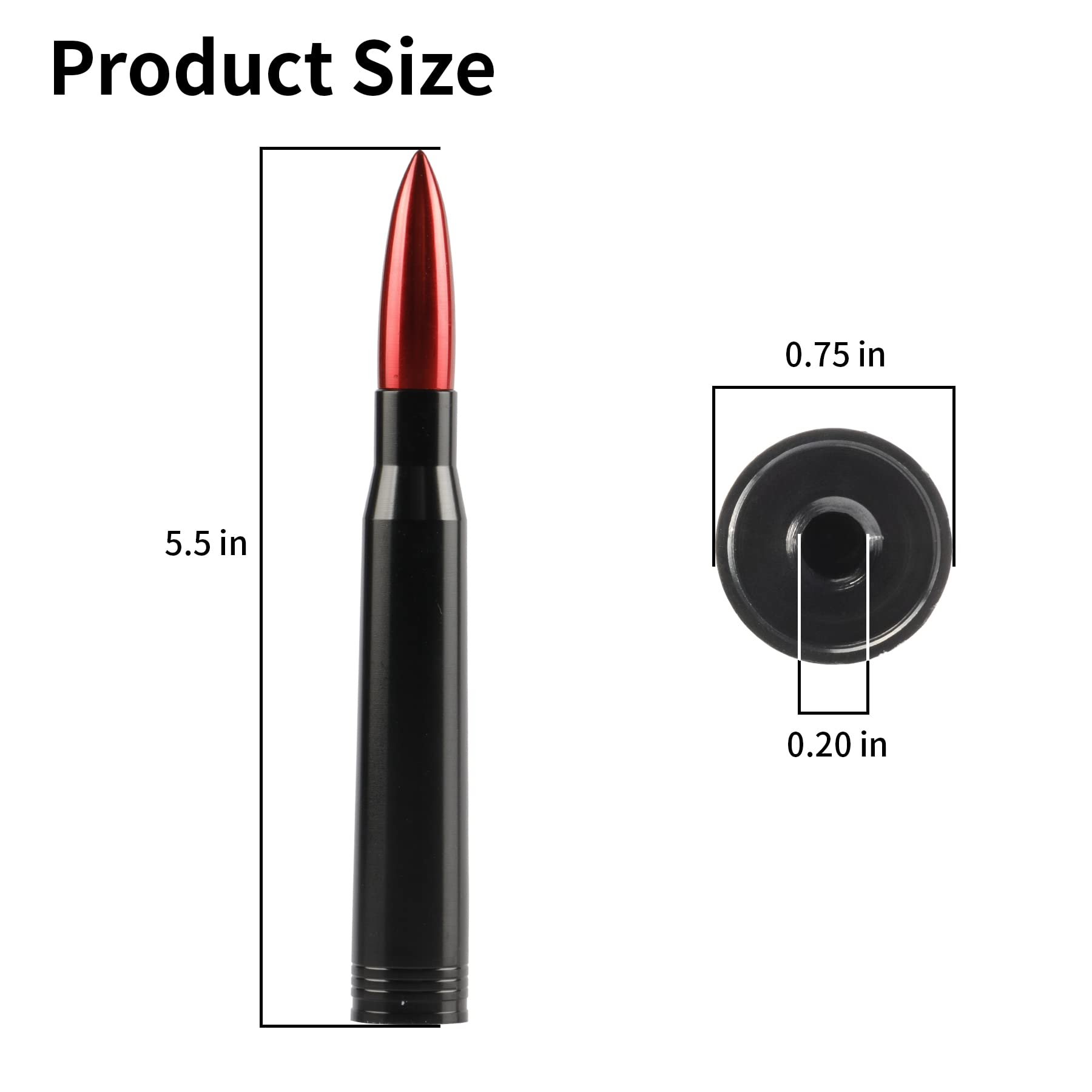 5.5 Inch Bullet Antenna Mast Power Style Exterior Decor For 1996-2023 Ford F150 F250 Super Duty