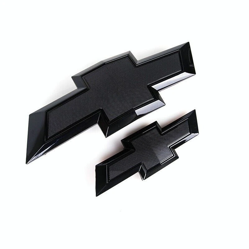 2PCS 2015-2020 Tahoe Suburban Plastic Front Rear Bowtie Emblems Gloss Black Chevrolet 84722856