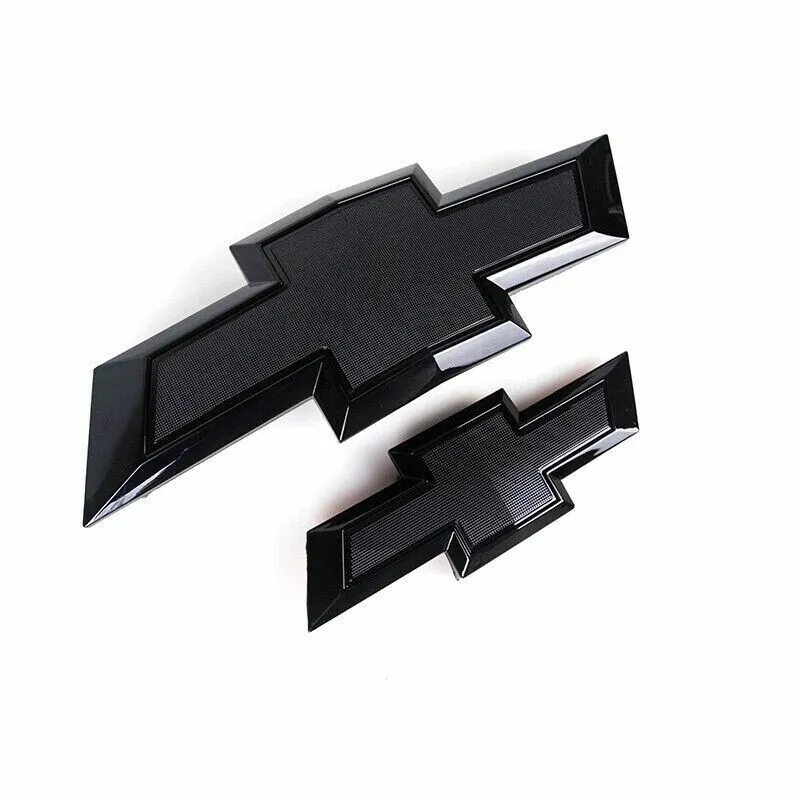 2PCS 2015-2020 Tahoe Suburban Plastic Front Rear Bowtie Emblems Gloss Black Chevrolet 84722856
