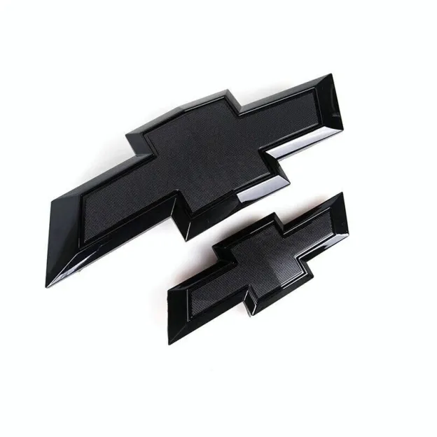 2PCS 2015-2020 Tahoe Suburban Plastic Front Rear Bowtie Emblems Gloss Black Chevrolet 84722856