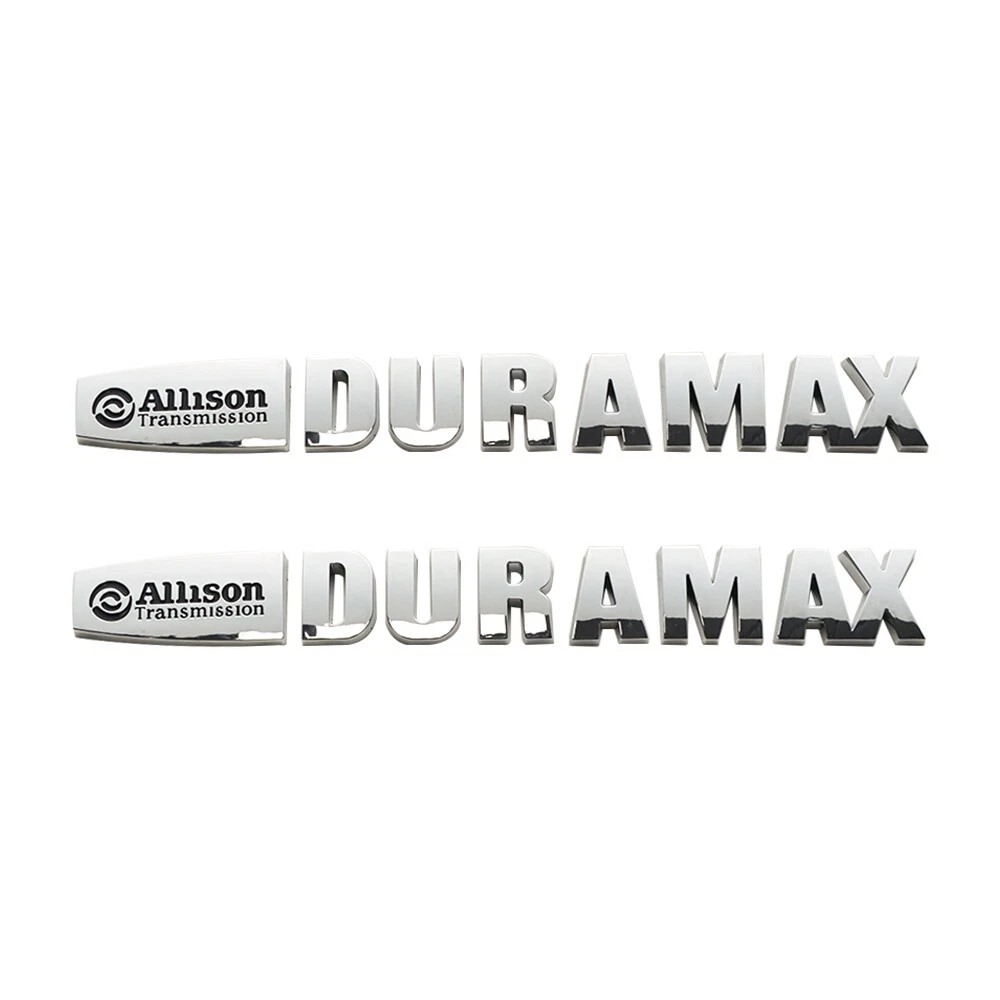 2Pc 2015-2020 Silverado Plastic Allison Duramax Letter Gloss Silver Chevrolet 22812931