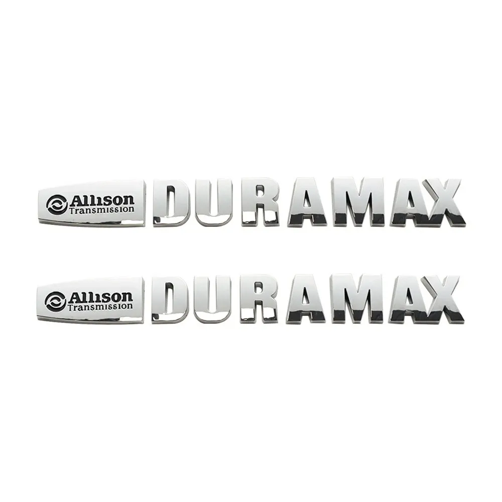 2Pc 2015-2020 Silverado Plastic Allison Duramax Letter Gloss Silver Chevrolet 22812931