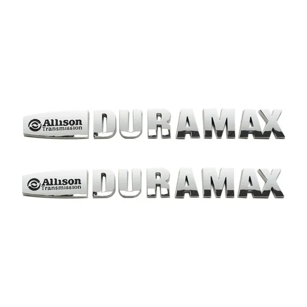 2Pc 2015-2020 Silverado Plastic Allison Duramax Letter Gloss Silver Chevrolet 22812931