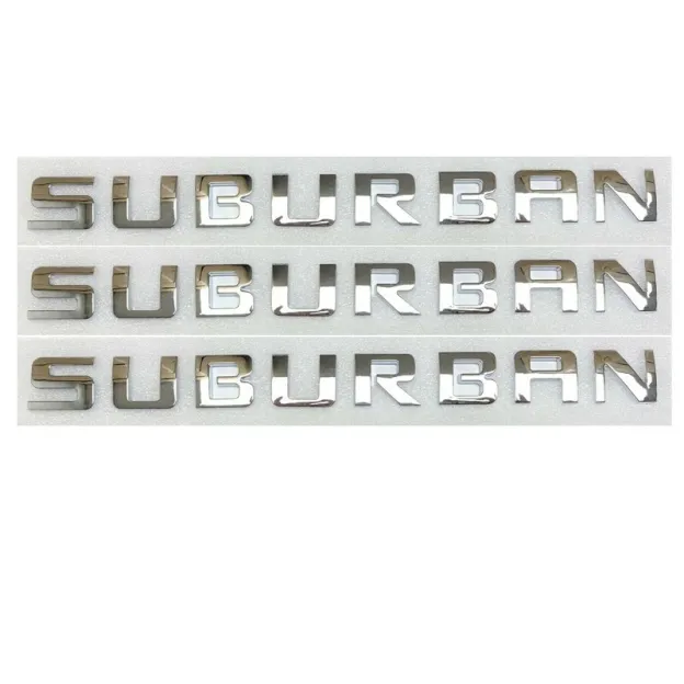 3Pcs 2007-2020 Suburban 3500 HD ABS Plastics Letter Gloss Silver Chevrolet 
