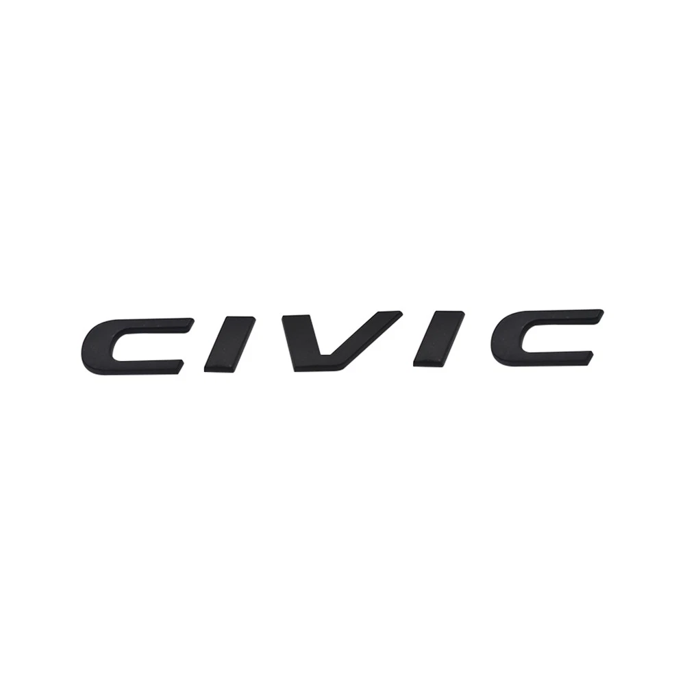 1Pcs 2015-2021 Civic ABS Plastics Rear Adhesive Letter Matte Black Honda 75722-TBA-A00