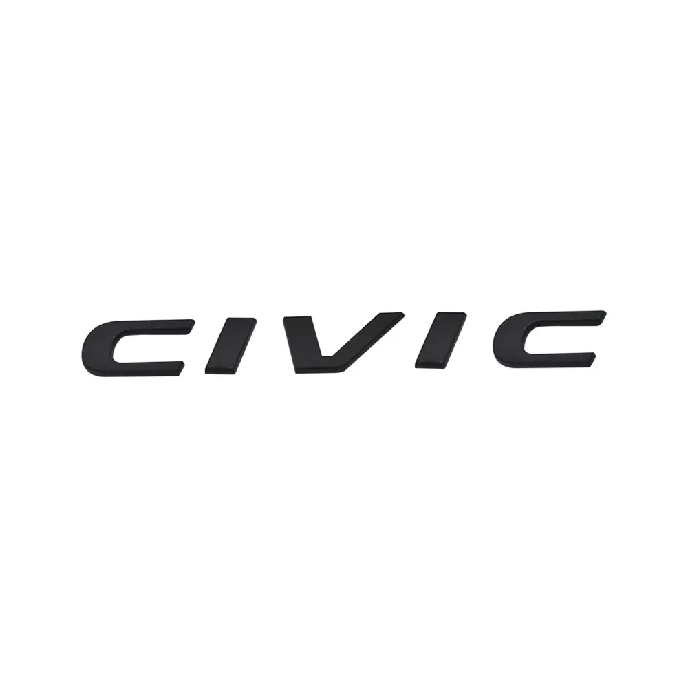 1Pcs 2015-2021 Civic ABS Plastics Rear Adhesive Letter Matte Black Honda 75722-TBA-A00