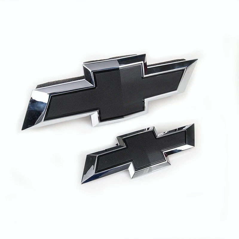 2PCS 2015-2020 Tahoe Suburban Plastic Front Rear Bowtie Emblems Chrome Black Chevrolet 84722856
