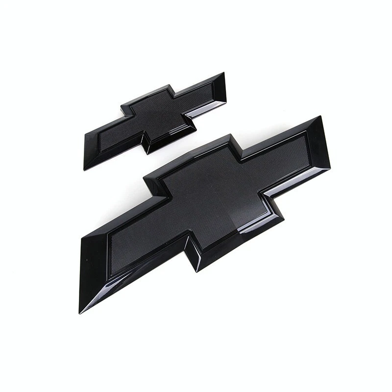 2PCS 2015-2020 Tahoe Suburban Plastic Front Rear Bowtie Emblems Gloss Black Chevrolet 84722856