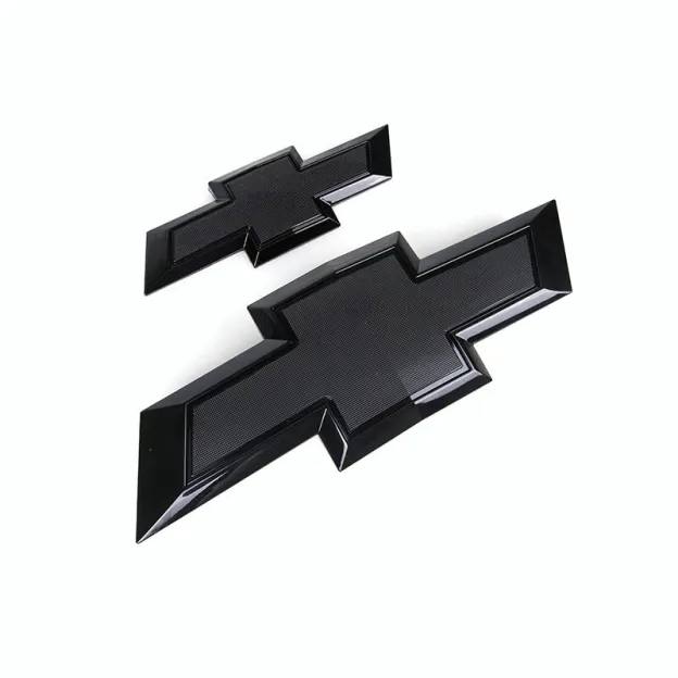 2PCS 2015-2020 Tahoe Suburban Plastic Front Rear Bowtie Emblems Gloss Black Chevrolet 84722856