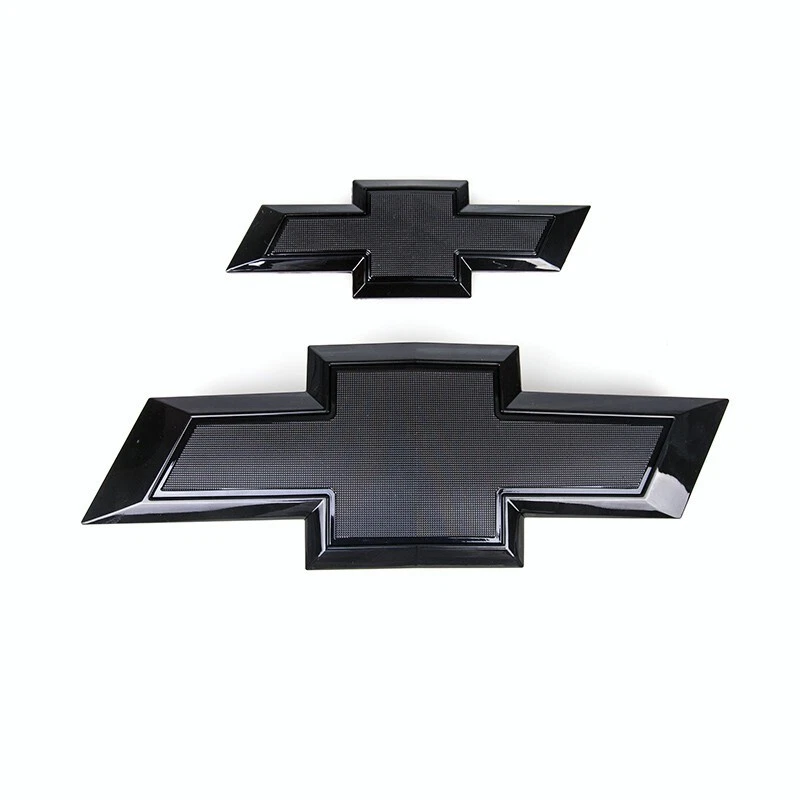 2PCS 2015-2020 Tahoe Suburban Plastic Front Rear Bowtie Emblems Gloss Black Chevrolet 84722856