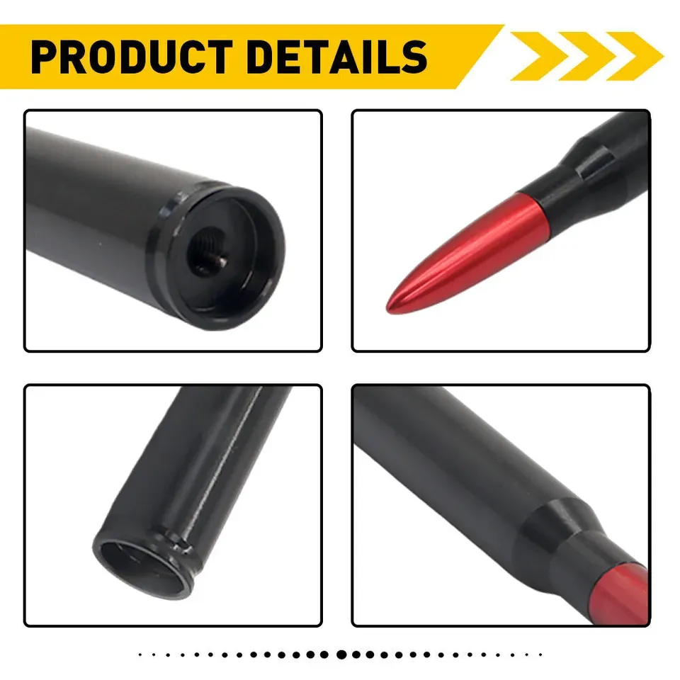5.5" Red BULLET ANTENNA 50 CAL FOR DODGE RAM 1500 2500 3500 FORD F150 F250 US