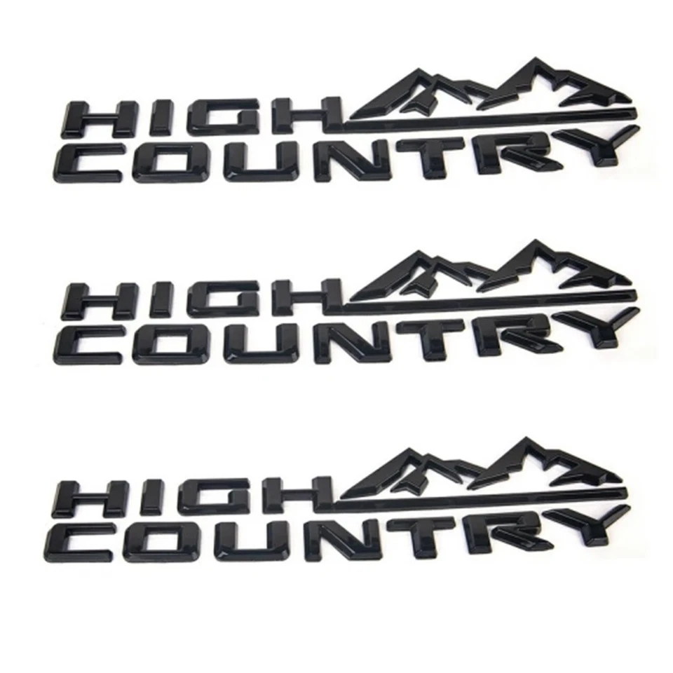3PCS 2019-2023 Silverado Plastics High Country Fender Letter Gloss Black Chevrolet 