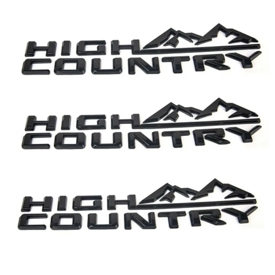 3PCS 2019-2023 Silverado Plastics High Country Fender Letter Gloss Black Chevrolet 