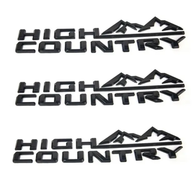3PCS 2019-2023 Silverado Plastics High Country Fender Letter Gloss Black Chevrolet 