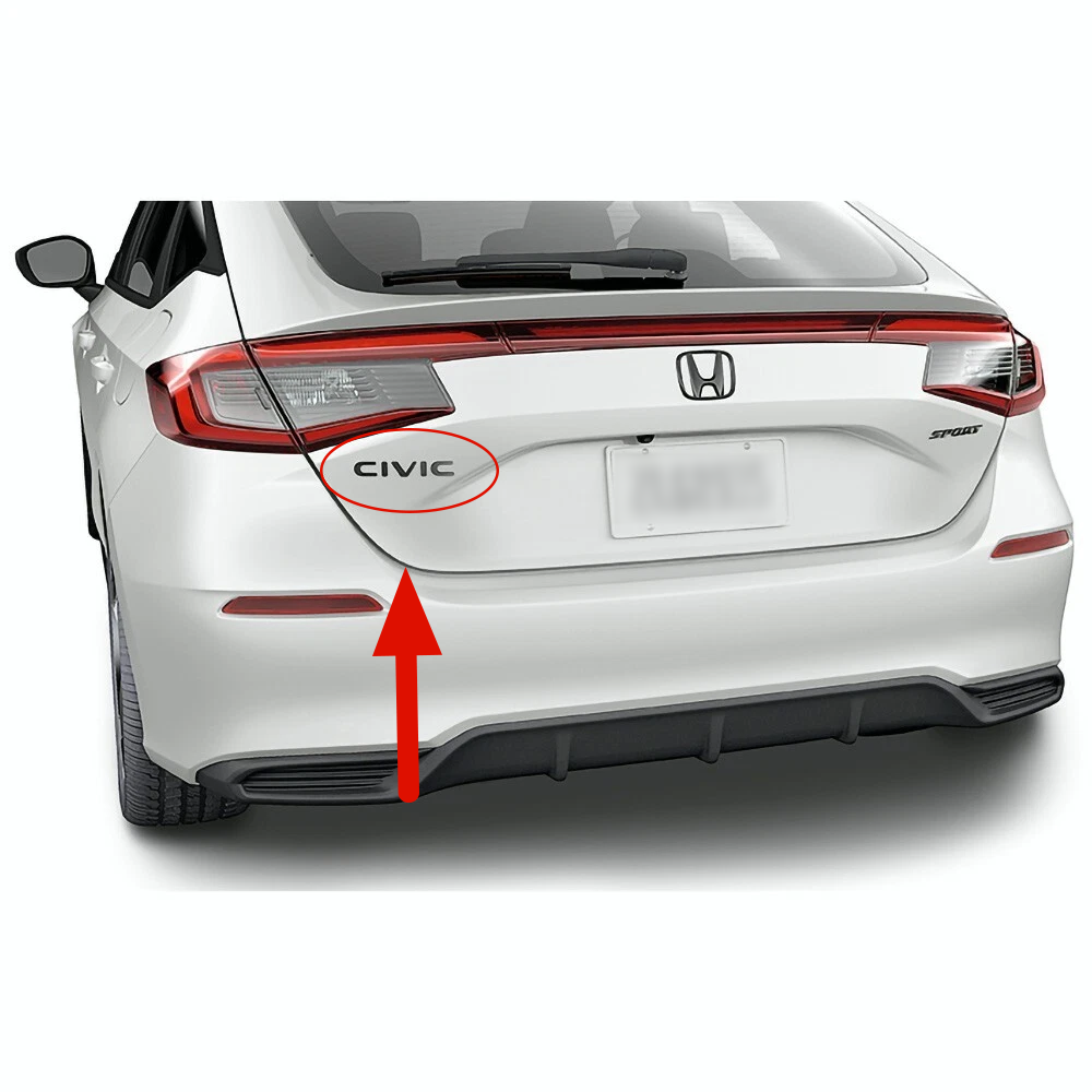 1Pcs 2021-2024 Civic ABS Plastics Rear Trunk Lid 3D Letter Gloss Black Honda 75722-TBA-A00