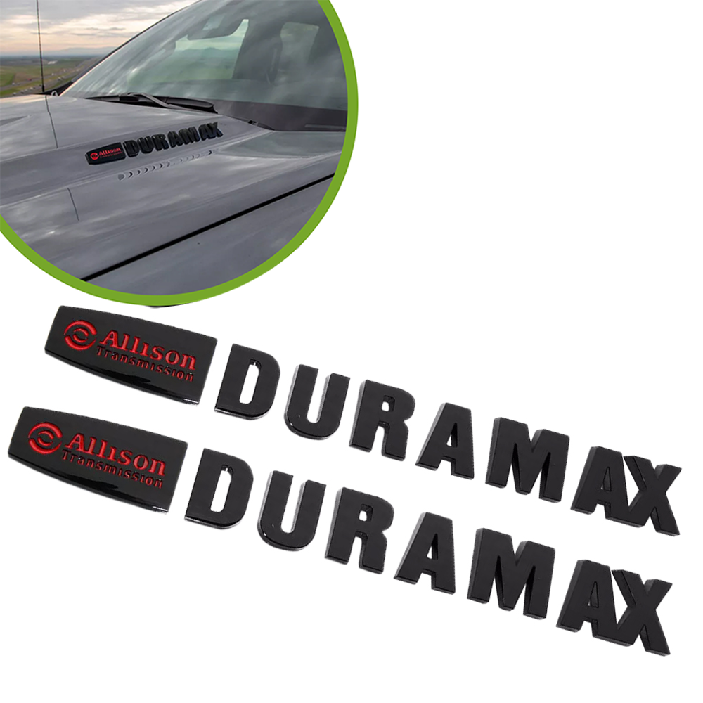 2Pc 2015-2020 Silverado Plastics Allison Duramax Letter Black Red Chevrolet