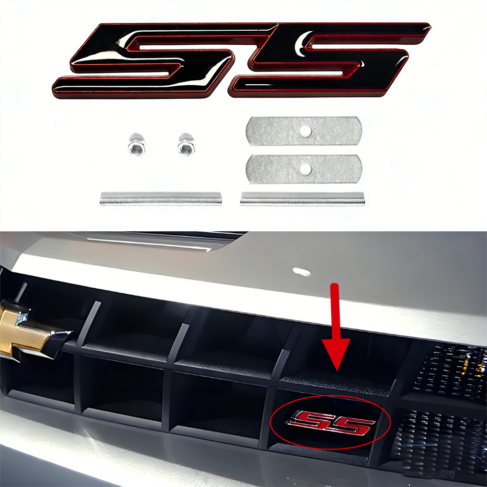 1Set 1970-2015 Camaro Zinc Alloy Front Grille SS Emblem Black Red Chevrolet
