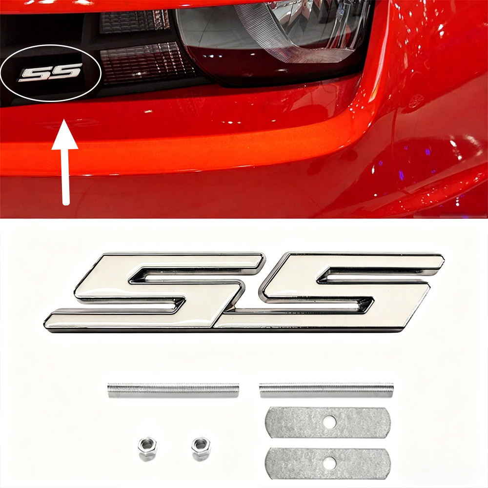1Set 1970-2015 Camaro Zinc Alloy Front Grille SS Emblem White Chevrolet